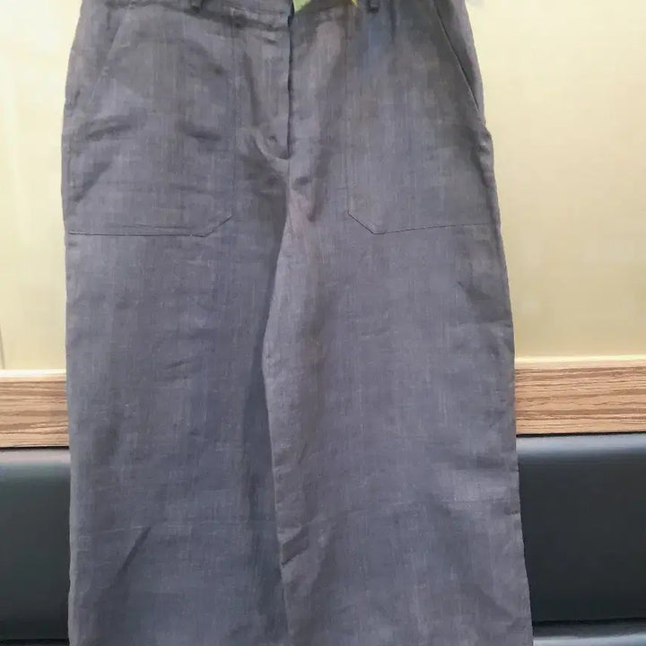 [BUNJANG] Charcoal Grey Linen Wide Leg Pants / 차콜 그레이 와이드  마 팬츠