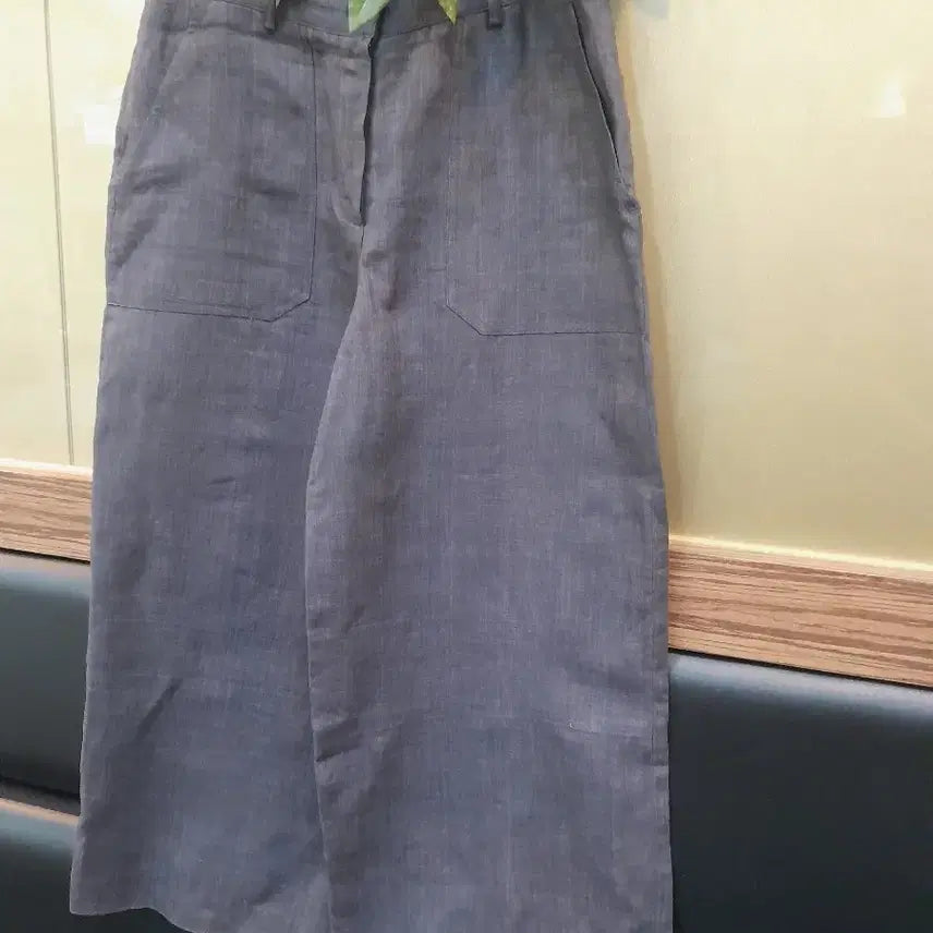 [BUNJANG] Charcoal Grey Linen Wide Leg Pants / 차콜 그레이 와이드  마 팬츠