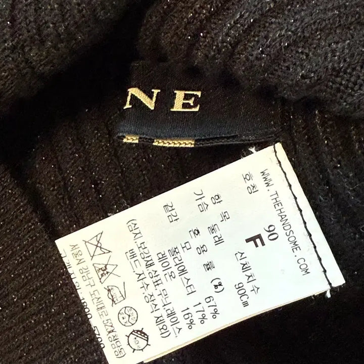[BUNJANG] MINE Black Pearl Ribbed Knit Long Sleeve Turtleneck / 한섬 마인 MINE 블랙 펄 골지 니트 긴팔 반목 폴라 니트