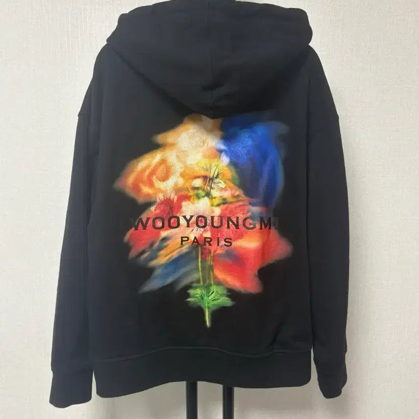 [BUNJANG] Wooyoungmi Swaying Flower Back Logo Hoodie Black / [새상품급/44] 우영미 스웨잉 플라워 백로고 후드티 블랙