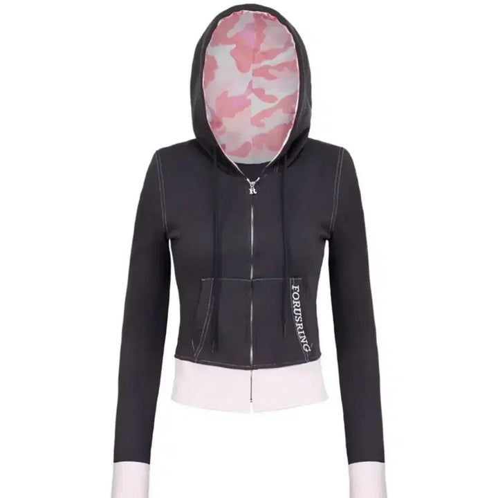 [BUNJANG] Poring Bebe Training Hoodie Zip-up Skirt Set - Charcoal / 포어링 베베 트레이닝 후드집업 스커트 세트 챠콜