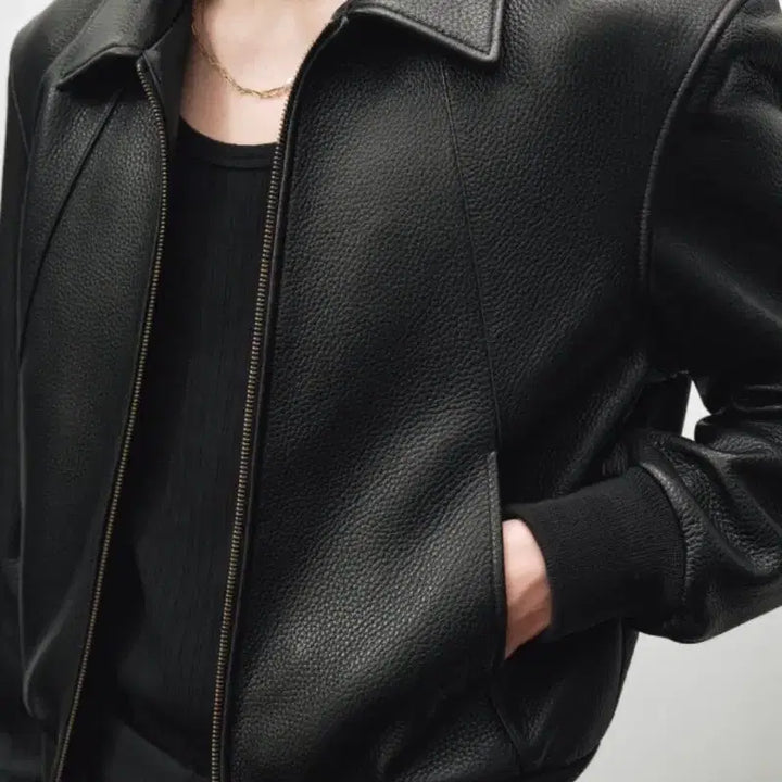 [BUNJANG] Noir Goat Shrunken Leather Blouson Black / 노이어 고트 슈렁큰 레더 블루종 블랙 새상춤