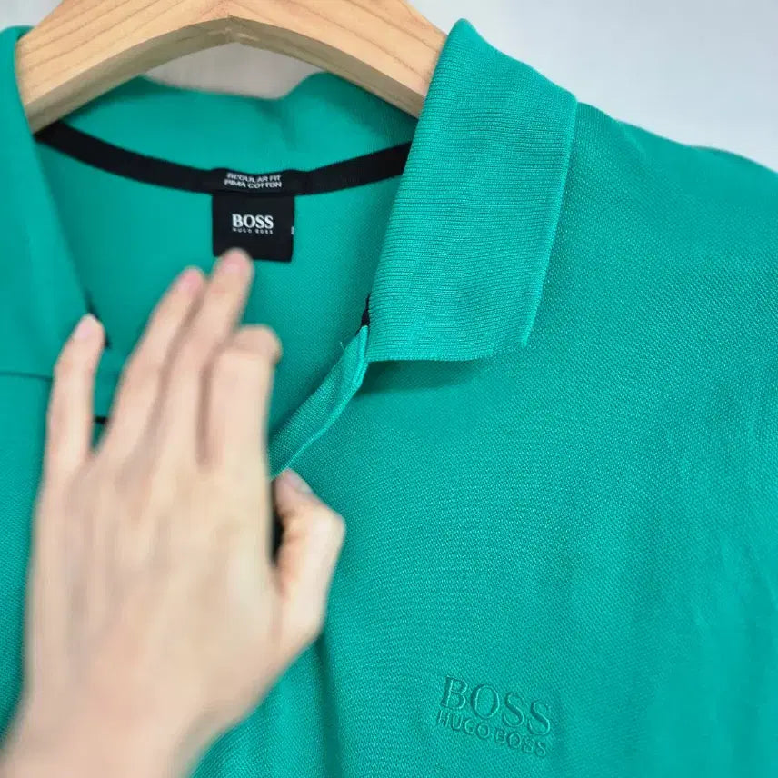 [BUNJANG] Hugo Boss Green Short Sleeve Polo Shirt - Size L / BOSS 휴고보스 그린색 반팔 폴로티셔츠 L