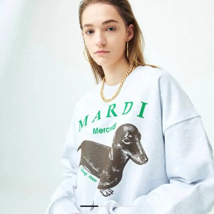 [BUNJANG] Mardi Mercredi Back Mélange Dachshund Sweatshirt / 마르디메크르디 백멜란지 닥스훈트 맨투맨