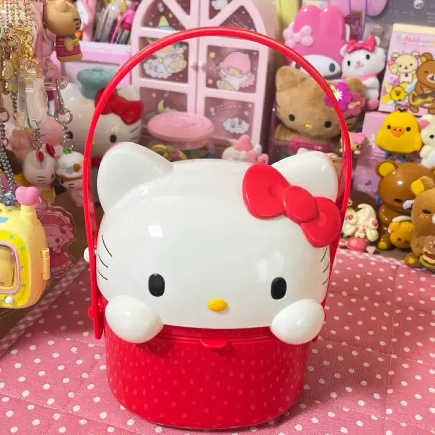 [BUNJANG] Vintage Kitty Face Lunch Box Storage Case / 고전 키티 얼굴 도시락통 보관함 케이스
