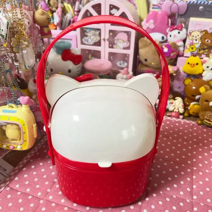 [BUNJANG] Vintage Kitty Face Lunch Box Storage Case / 고전 키티 얼굴 도시락통 보관함 케이스