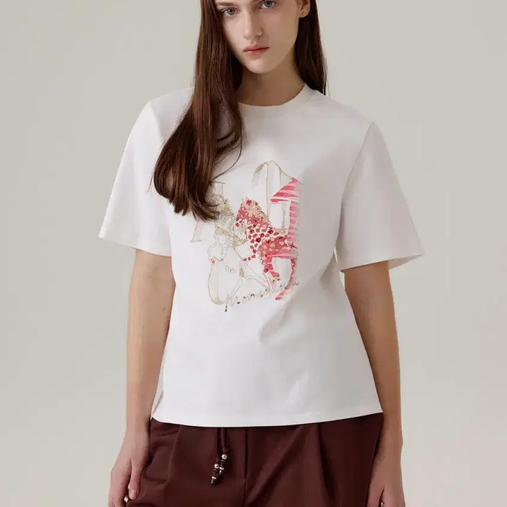 [BUNJANG] MICHAA Art Graphic Short-Sleeve T-Shirt / 새상품)미샤 MICHAA 아트 그래픽 티셔츠