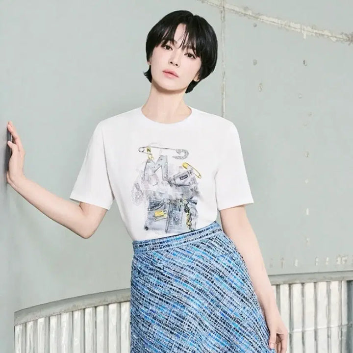 [BUNJANG] MICHHA Art Graphic Cotton T-Shirt / 새상품)송혜교 미샤 MICHHA 아트 그래픽 티셔츠