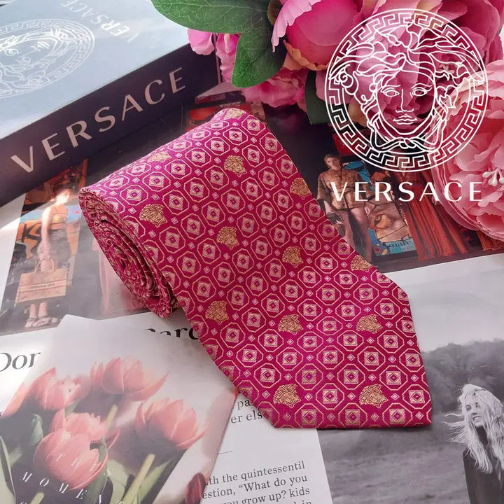 [BUNJANG] Versace Medusa Jacquard Silk Necktie (9cm, Wine) / 베르사체 실크 와인 메두사 자카드 넥타이 9cm S~A+등급 K2647