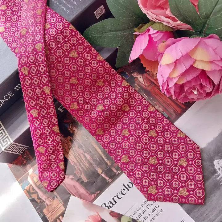 [BUNJANG] Versace Medusa Jacquard Silk Necktie (9cm, Wine) / 베르사체 실크 와인 메두사 자카드 넥타이 9cm S~A+등급 K2647
