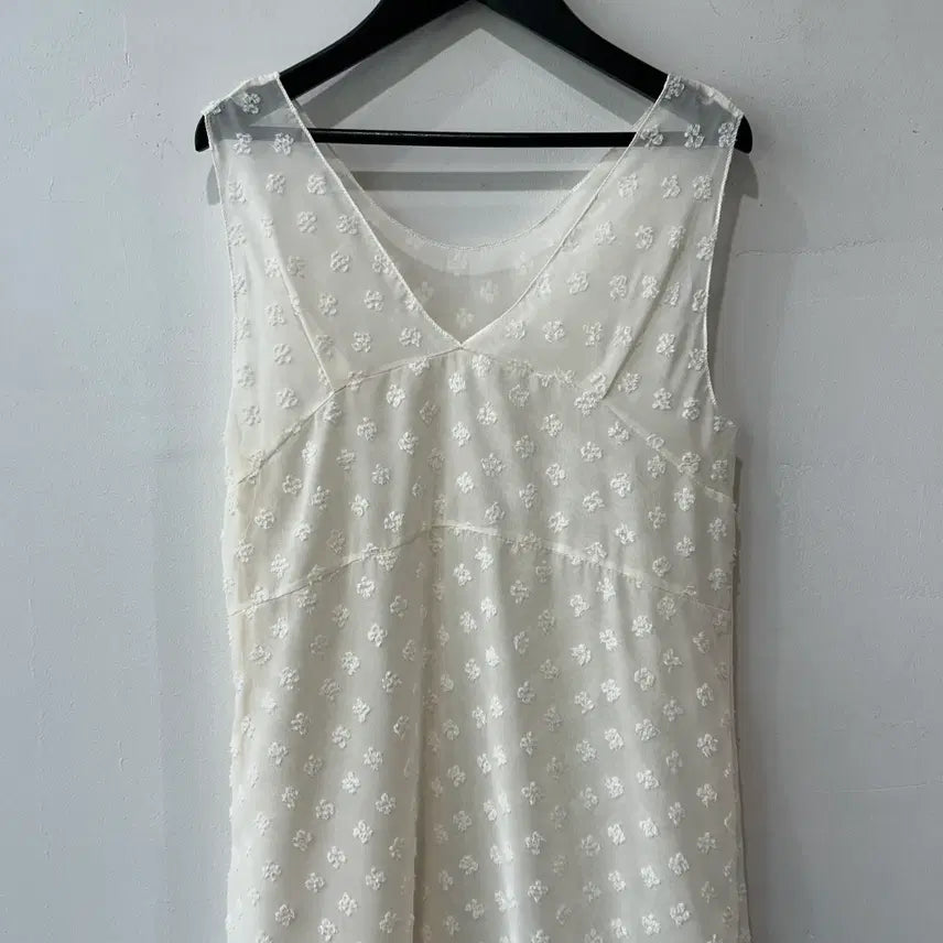 [BUNJANG] White Floral Layered Dress / 화이트 플로럴 레이어드 원피스
