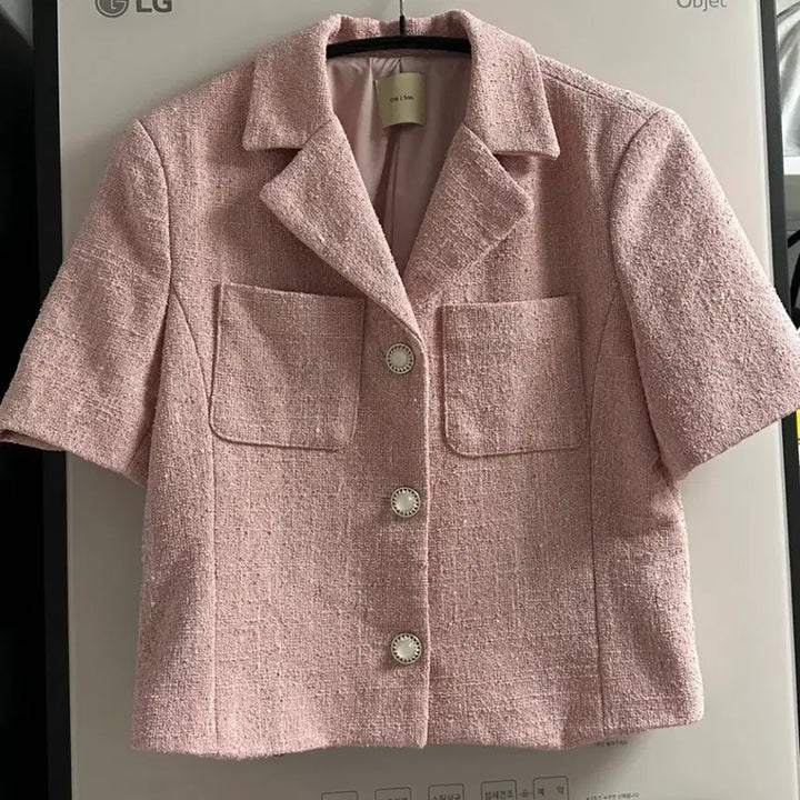 [BUNJANG] J.SOO Pink Tweed Short-Sleeved Jacket / the J Soo핑크 트위드 반팔 자켓