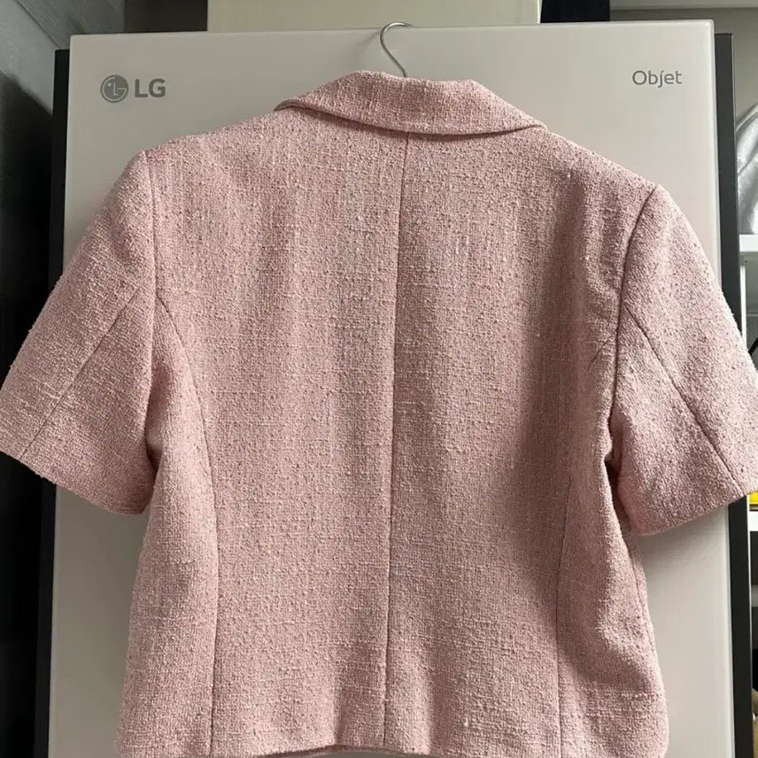 [BUNJANG] J.SOO Pink Tweed Short-Sleeved Jacket / the J Soo핑크 트위드 반팔 자켓