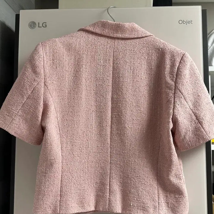 [BUNJANG] J.SOO Pink Tweed Short-Sleeved Jacket / the J Soo핑크 트위드 반팔 자켓