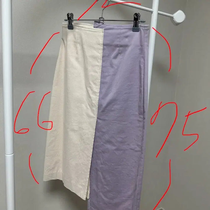 [BUNJANG] Colorblock Long Skirt (Ivory/Purple) / 배색 롱 스커트 (아이보리/보라)