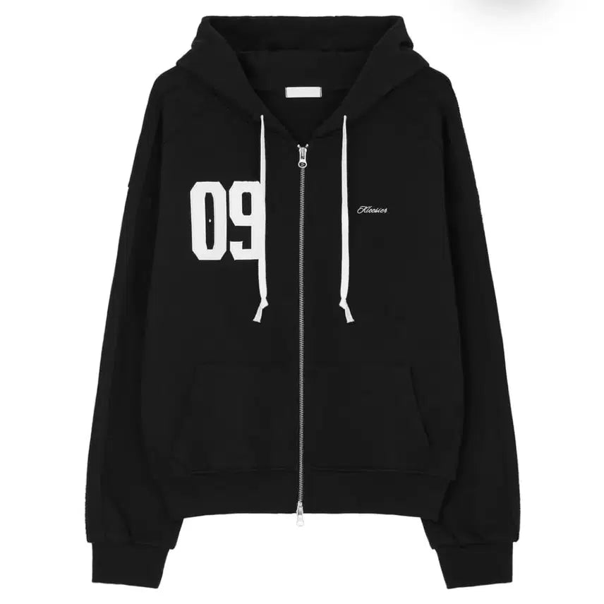 [BUNJANG] Glacier 09 Numbering Hoodie Black / 클리시어 09 넘버링 후드집업 블랙