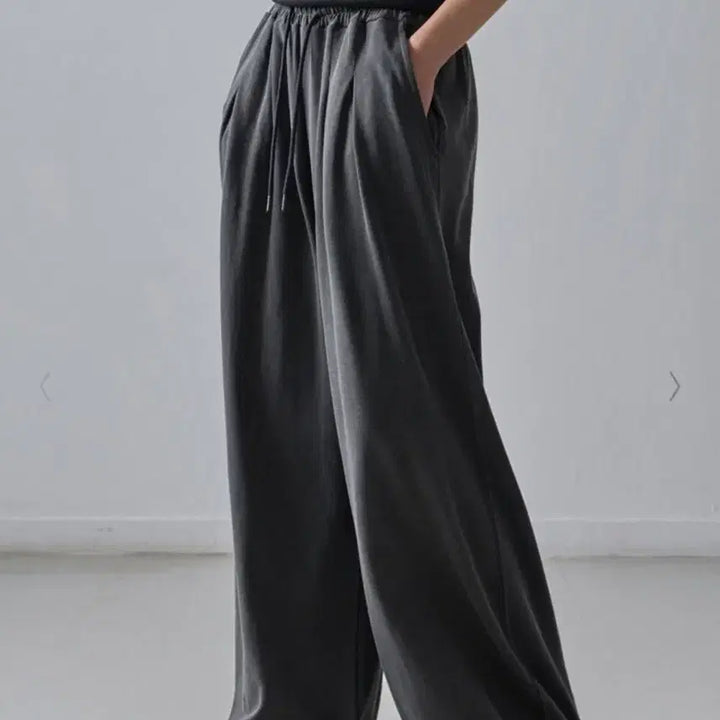[BUNJANG] Facade Pattern Wide Relaxed Banding Pants Charcoal M / 파사드패턴 와이드 릴렉스 밴딩 팬츠 차콜M