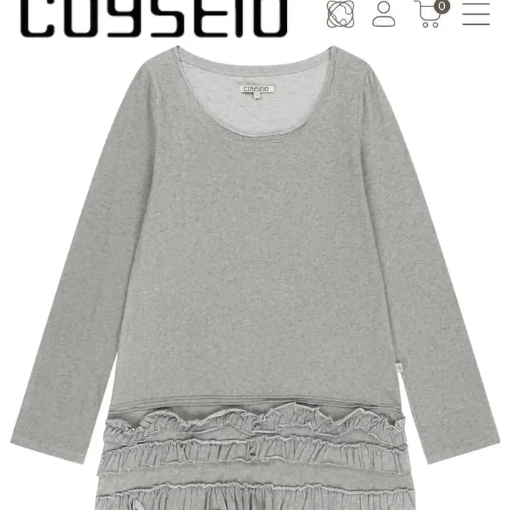 [BUNJANG] Koiseio Hole Knit Brown + Multiple Frill Dress Grey Set / 코이세이오 홀 니트 브라운 + 바텀 멀티플 프릴 드레스 그레이 세트