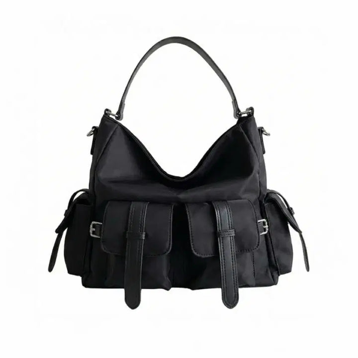 [BUNJANG] Mintiz Nylon Multi-Pocket Hobo Bag / 민티즈 나일론 멀티포켓 보부상 가방