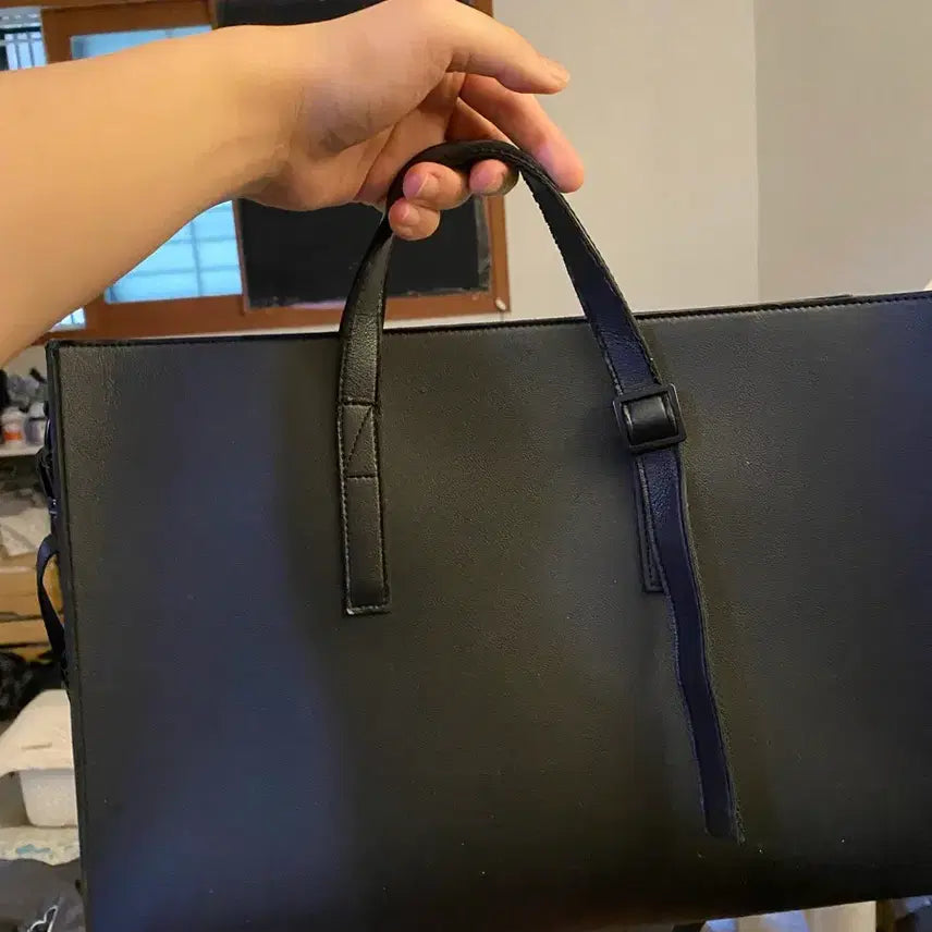 [BUNJANG] Black Leather Briefcase / 블랙 레더 서류 가방