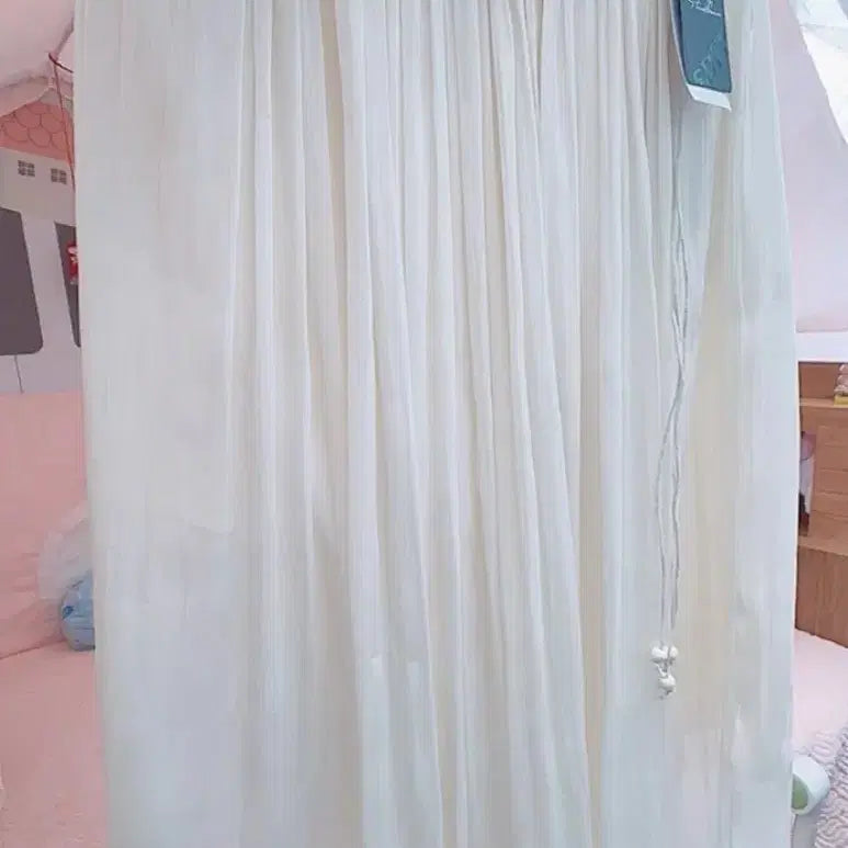 [BUNJANG] SDEER Silk Pleated Long Skirt Ivory / SDEER 롱 스커트 아이보리 새상품