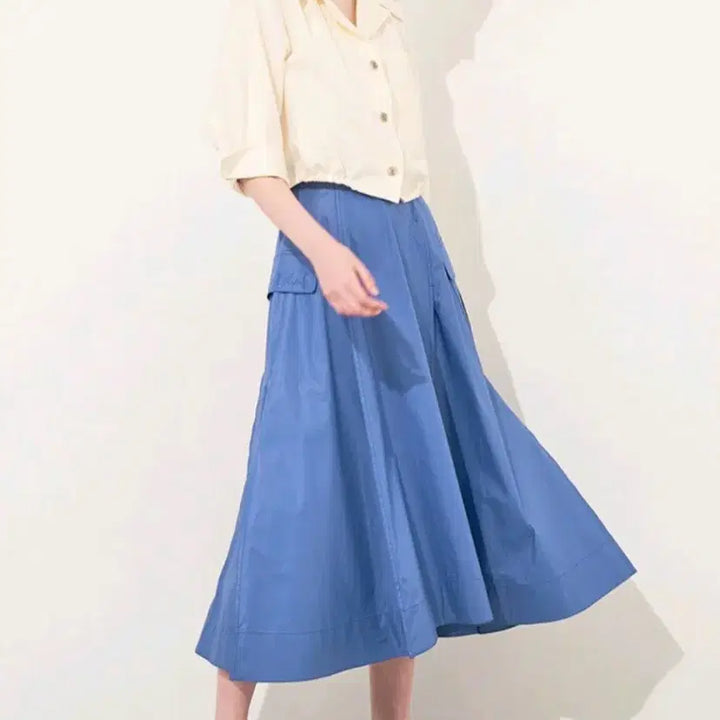 [BUNJANG] Time Embroidered Flap Pocket Back Banding Skirt / 타임 자수 플랩 포켓 백밴딩 스커트