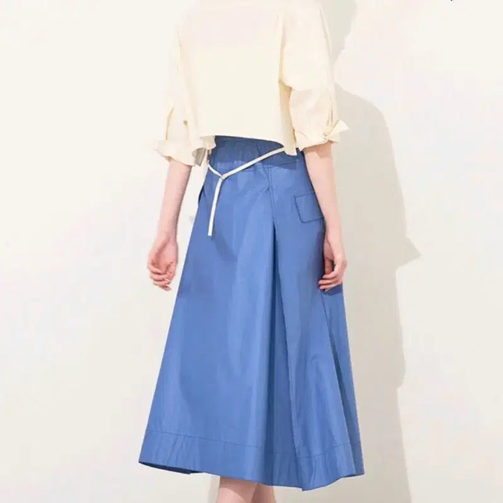 [BUNJANG] Time Embroidered Flap Pocket Back Banding Skirt / 타임 자수 플랩 포켓 백밴딩 스커트