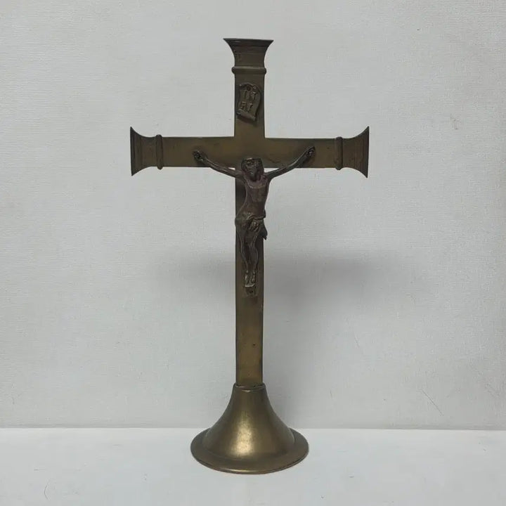 [BUNJANG] Italian Antique Brass Crucifix with Jesus Figure / 이탈리아 앤틱 황동 십자가 천주교 가톨릭 십자가 예수님