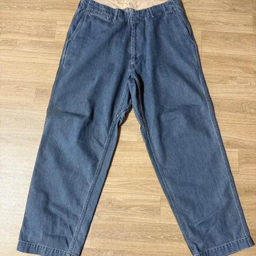 [BUNJANG] nanamica Wide Denim Indigo Bleach Pants 34 / 나나미카 와이드 데님 인디고 블리치 34