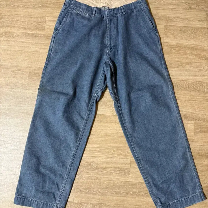 [BUNJANG] nanamica Wide Denim Indigo Bleach Pants 34 / 나나미카 와이드 데님 인디고 블리치 34