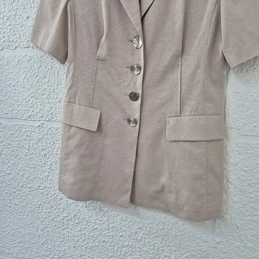 [BUNJANG] LOEUVRE Linen Short Sleeve Jacket Beige / 루에브르LOEUVRE 린넨 반팔 자켓 베이지