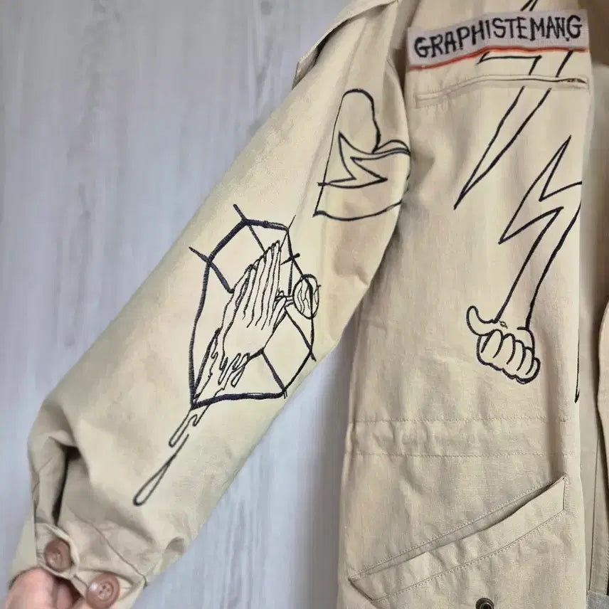[BUNJANG] GRAPHISTE MAN.G F Size Khaki Parka Coat / GRAPHISTE MAN.G 그라피스트 만지 야상 코트 F