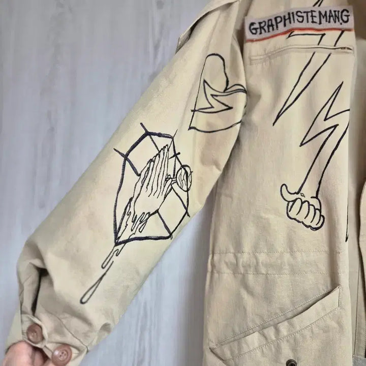 [BUNJANG] GRAPHISTE MAN.G F Size Khaki Parka Coat / GRAPHISTE MAN.G 그라피스트 만지 야상 코트 F