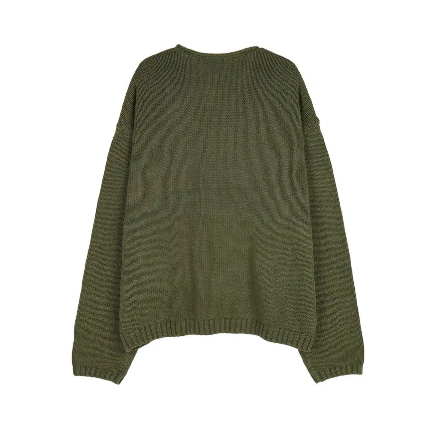 [BUNJANG] Stussy Roll V-Neck Sweater Olive XL / [XL] 스투시 롤 브이 넥 스웨터 올리브