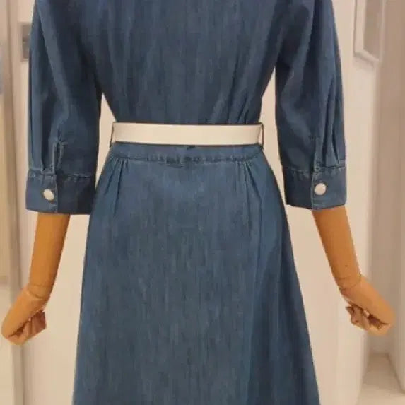 [BUNJANG] Satin Lace Collar Denim Dress 24SS / 사틴 레이스 카라 데님 원피스 24SS