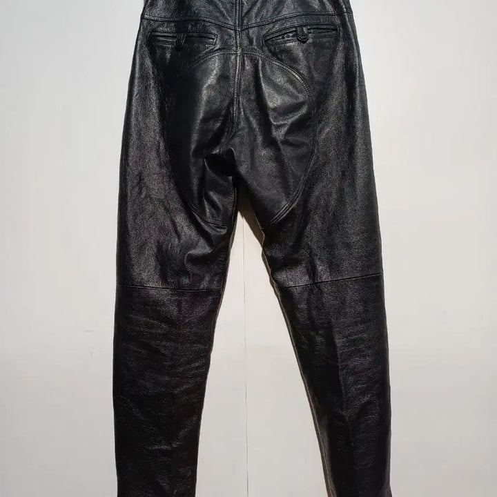 [BUNJANG] Black Leather Pants with Zipper Detail / 가죽바지