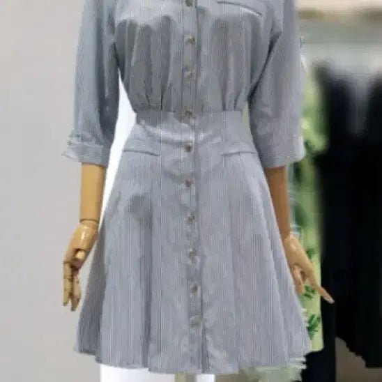 [BUNJANG] Satin Stripe Shirt Dress 24SS / 사틴 스트라이프 셔츠형 원피스 24SS