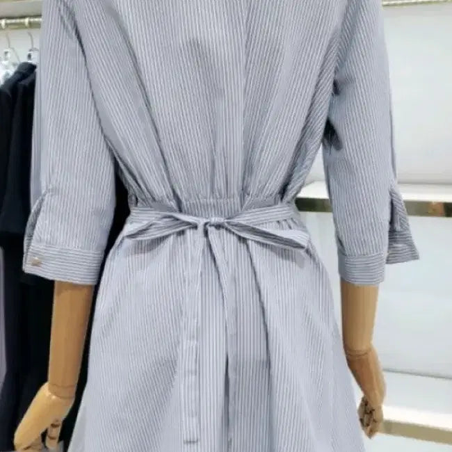 [BUNJANG] Satin Stripe Shirt Dress 24SS / 사틴 스트라이프 셔츠형 원피스 24SS