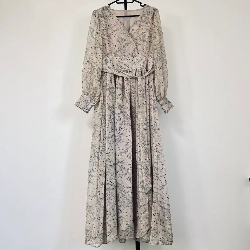 [BUNJANG] Chiffon Flower Long Dress / 쉬폰 플라워 롱 원피스