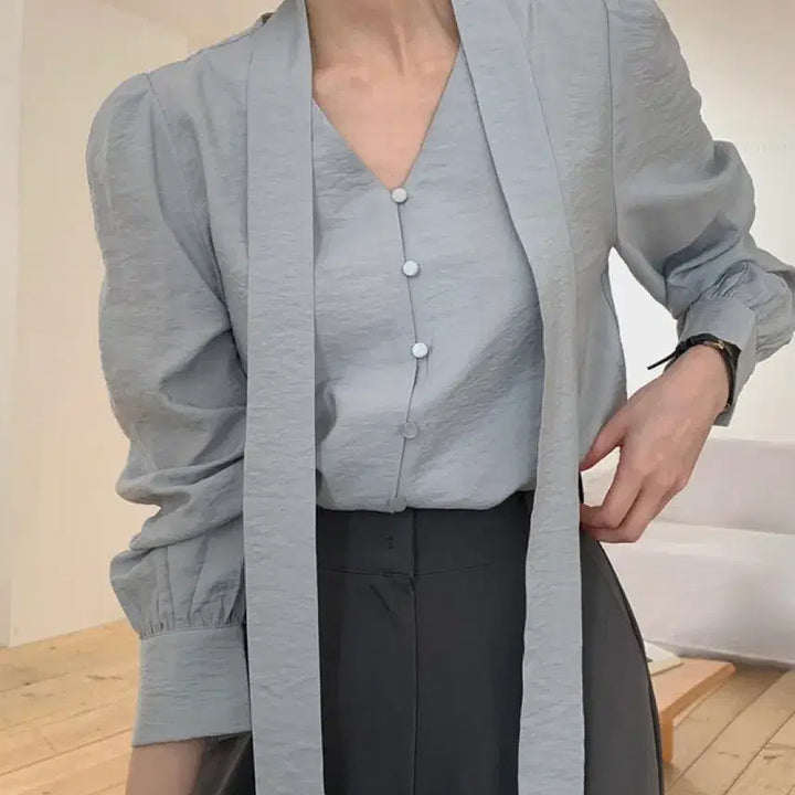 [BUNJANG] Benito Classy Bold Tie Blouse / 베니토 클래시 볼드 타이 블라우스