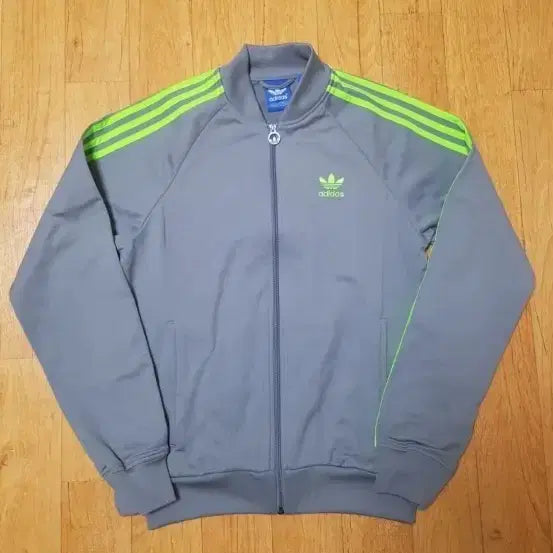 [BUNJANG] Adidas Track Top Jersey Grey Fluorescent Stripes Size 95 / (정품/새옷수준)아디다스 그레이 형광 삼선 트랙탑 저지, 95
