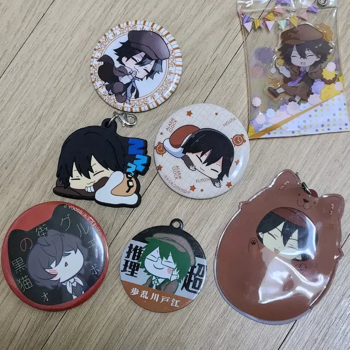 [BUNJANG] Bungo Stray Dogs Ranpo Edogawa Rubber Strap &amp; Badge Bundle / 문스독 란포 뱃지 러버스트랩 일괄