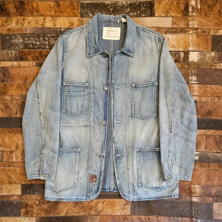 [SOLD OUT] L.V.C 20s 복각 유즈드 가공 페인팅 커버올 자켓