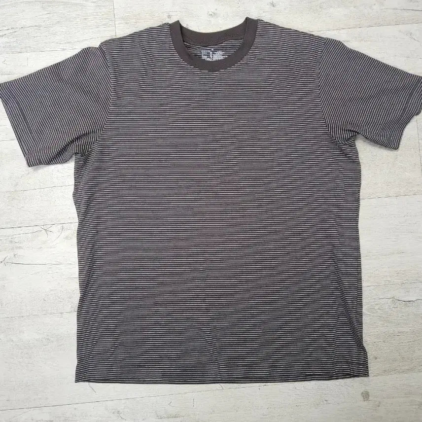 [BUNJANG] MUJI Brown Stripe Short Sleeve T-Shirt XL / 무인양품 무지 MUJI 브라운 스트라이프 반팔 XL