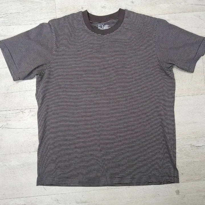 [BUNJANG] MUJI Brown Stripe Short Sleeve T-Shirt XL / 무인양품 무지 MUJI 브라운 스트라이프 반팔 XL