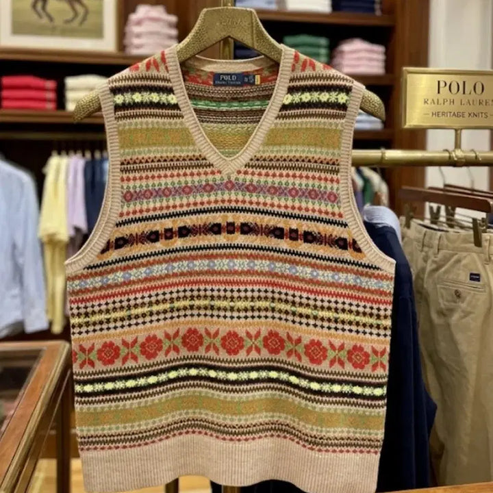 [BUNJANG] Polo Fair Isle Cashmere Vest Knit / 폴로 페어아일 캐시미어 조끼 니트
