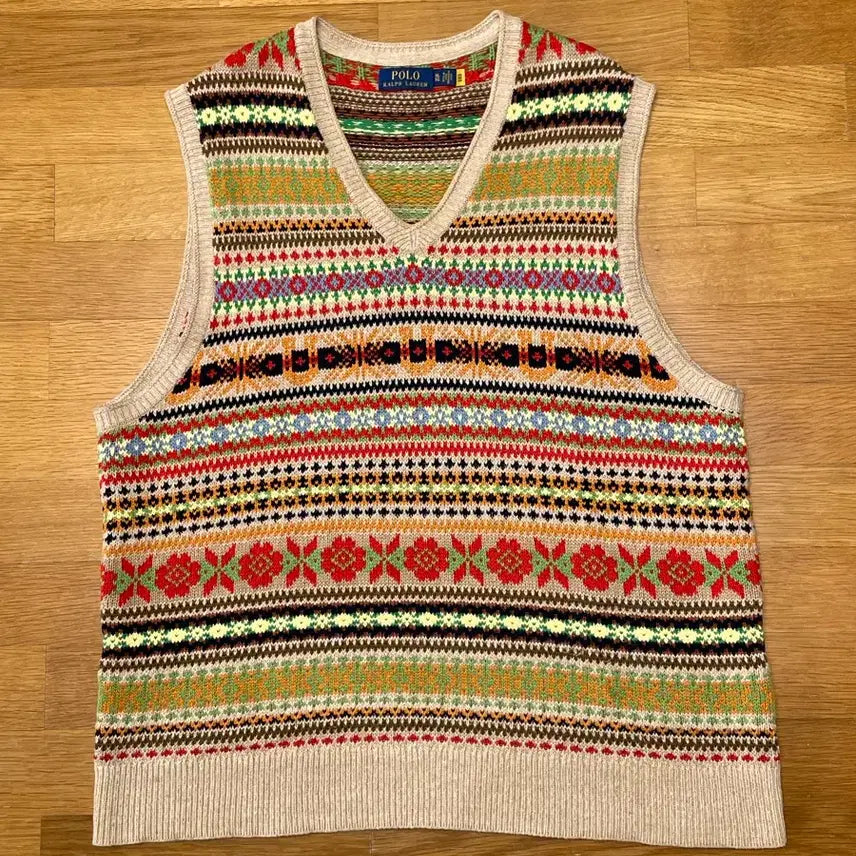 [BUNJANG] Polo Fair Isle Cashmere Vest Knit / 폴로 페어아일 캐시미어 조끼 니트