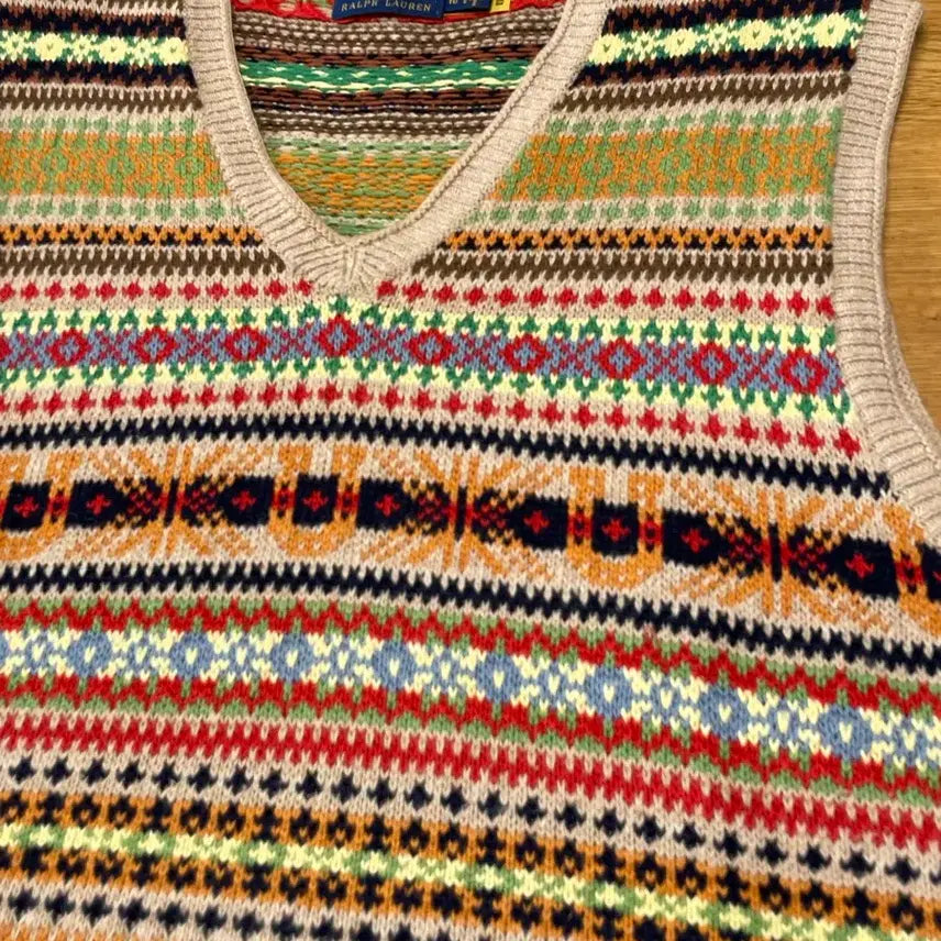 [BUNJANG] Polo Fair Isle Cashmere Vest Knit / 폴로 페어아일 캐시미어 조끼 니트