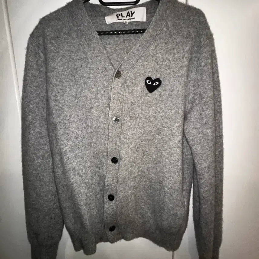 [BUNJANG] Comme des Garçons Black Heart Cardigan Gray / 꼼데가르송 블랙 하트 가디건 그레이