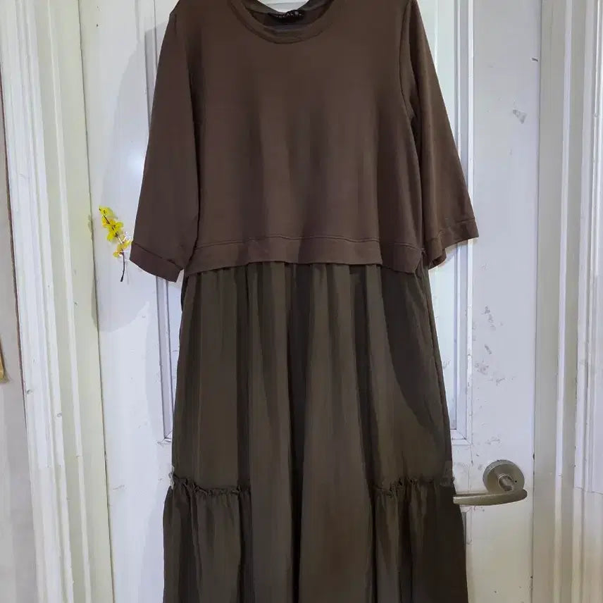 [BUNJANG] Summer Long Dress - Brown / 여름  고급스런  디자인이쁜  상의면  하의바스락 롱원피스  깨끗해요